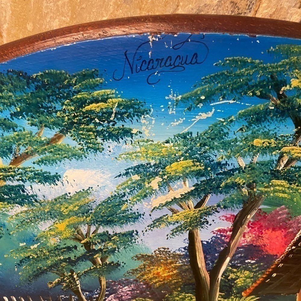 Vintage painting of a sunset near the water in Nicaragua signed by artist - Picture 7 of 11